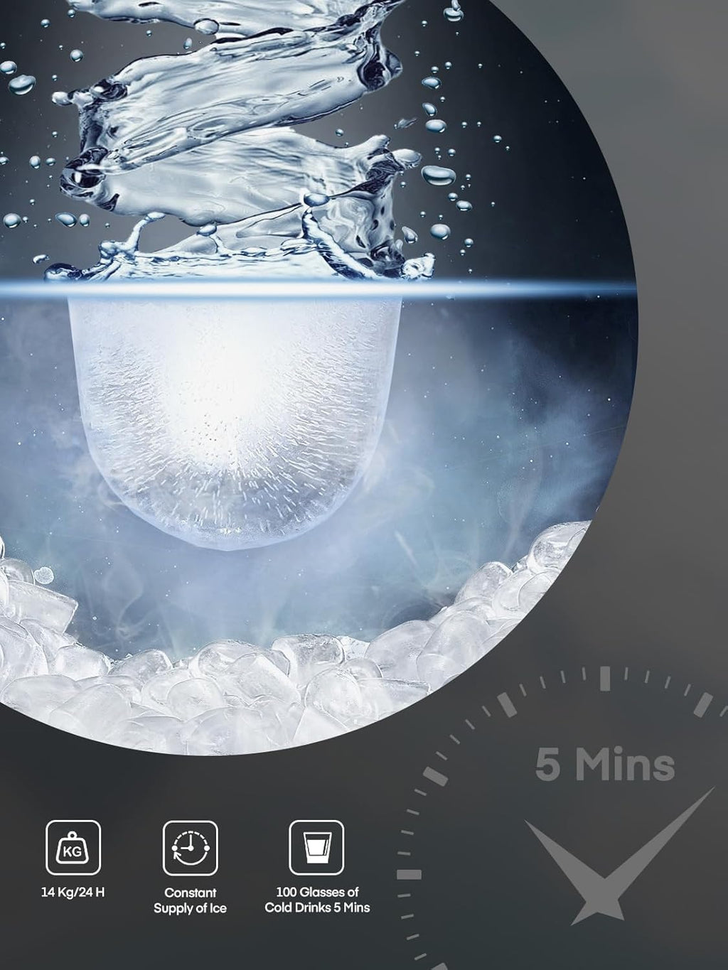 FOHERE Ice Maker Machine Countertop, 14KG in 24H, Ice Ready in 5 Mins, 2 Bullet Ice Sizes, Portable Ice Cube Maker with Handle, Ice Machine with Self-Cleaning, Ice Scoop&Basket, Home/Kitchen/Office/RV